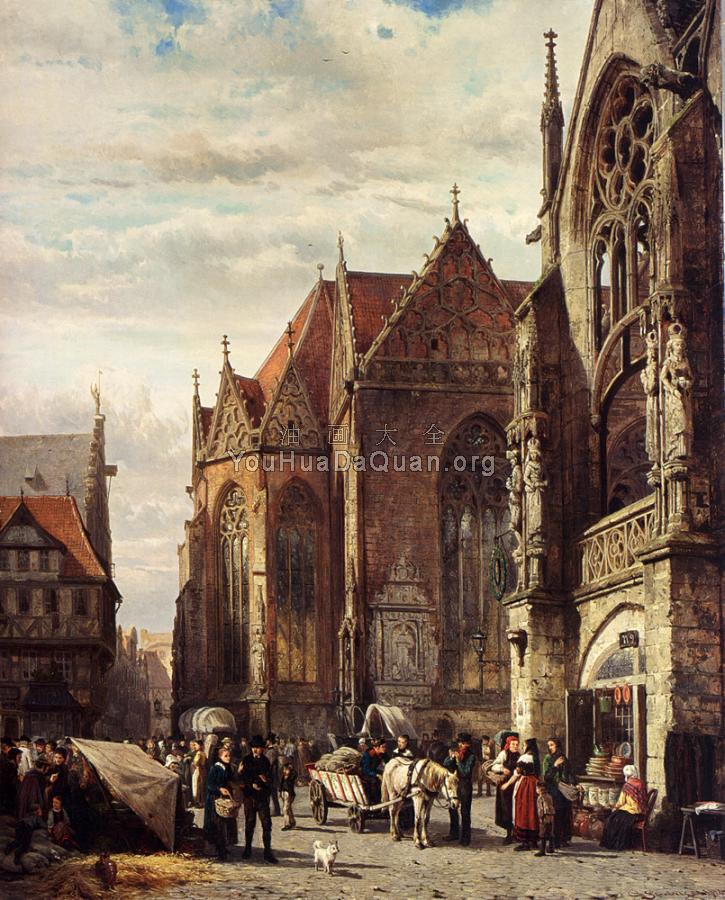 Many Figures On The Market Square In Front Of The Martinikirche Braunschweig - 科内利斯·斯普林格